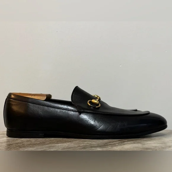 GUCCI BRIXTON Black Leather Horsebit Loafers US 8 Gucci 7.5 Jordaan $1100 - Picture 3 of 12